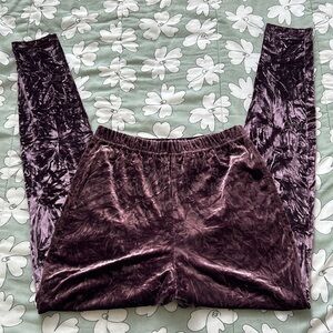 Vintage‎ Lord & Taylor Purple Crushed Velvet Leggings Stretch High Rise S